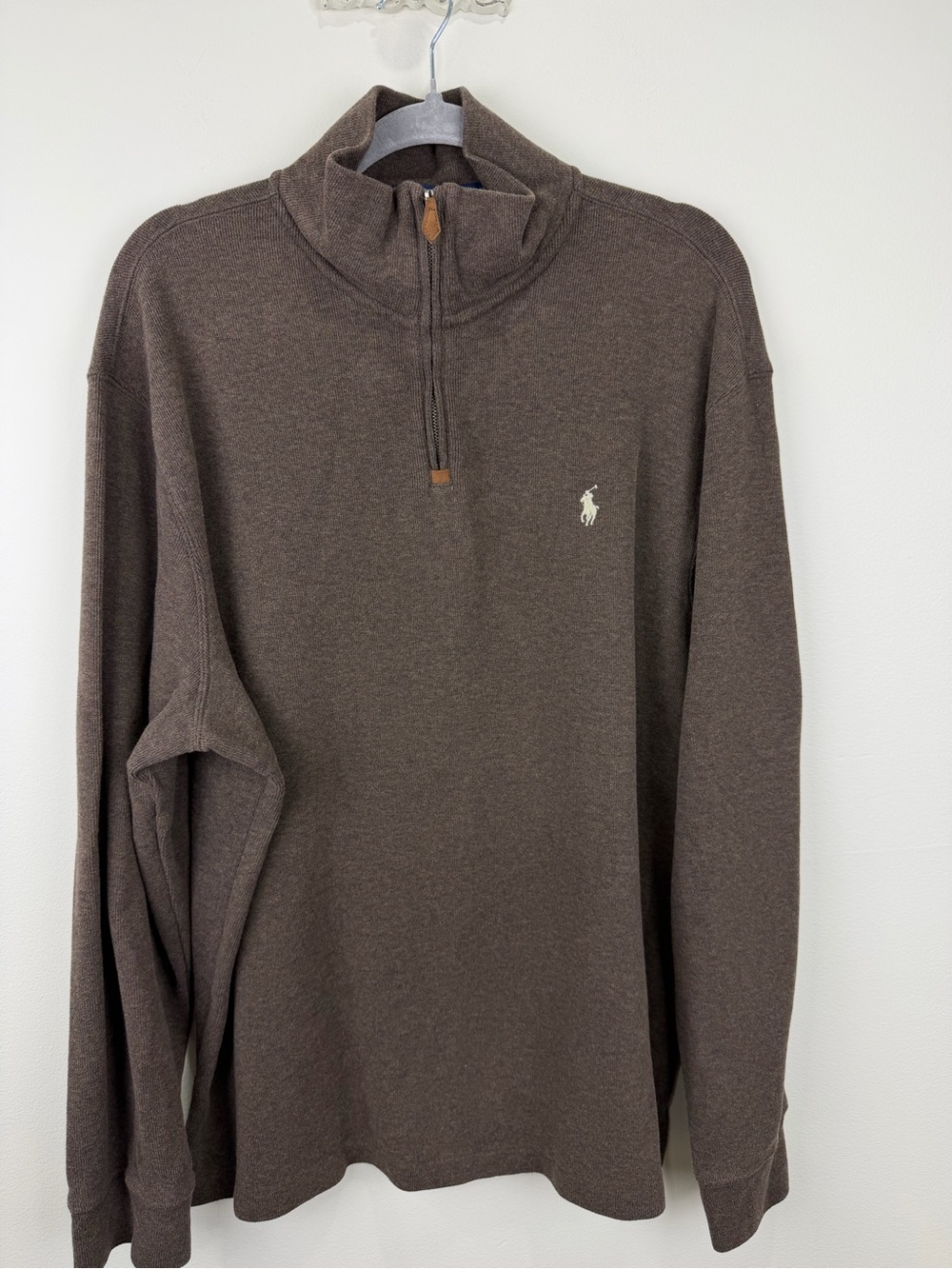 Polo Ralph Lauren Brown Cotton Quarter Zip Pullover Sweater XXL